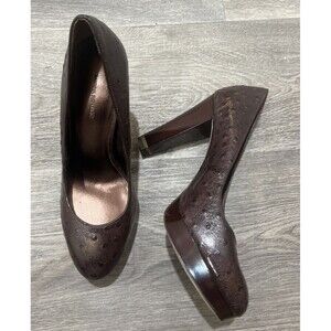 BANANA REPUBLIC Women's Ostrich Leather 4 Inch Heeled Shoes Brown Size 9